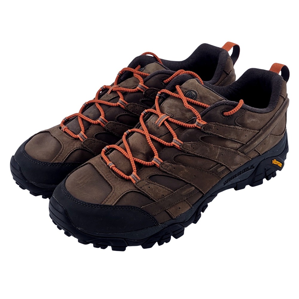 Merrell Moab 2 Smooth Men 14 Brown Leather Hiking Shoes Vibram J16515 No Insoles